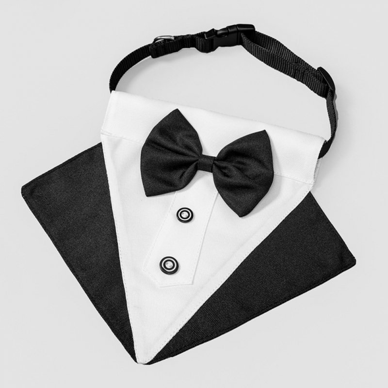 Pet Formal Necktie British Style Bow Tie Pet Accessories For Small Medium Dog Cat Black and white_M
