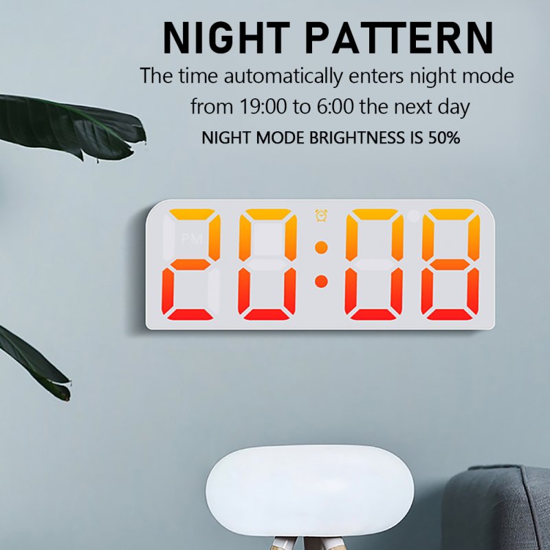Digital Wall Clock 12/24 Hour Format With Automatic Night Mode LED Big Digits Clock For Farmhouse Kitchen Office 