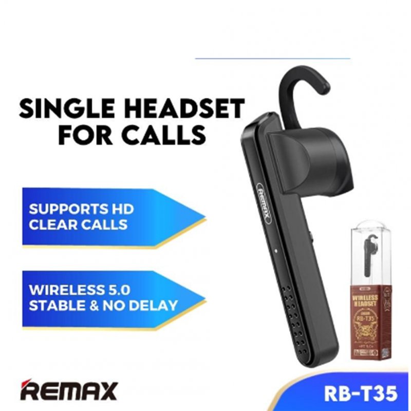 REMAX Bluetooth 5.0 Headphones Intelligence Noise Reduction Wireless Business Headset Sports Earphone White T35