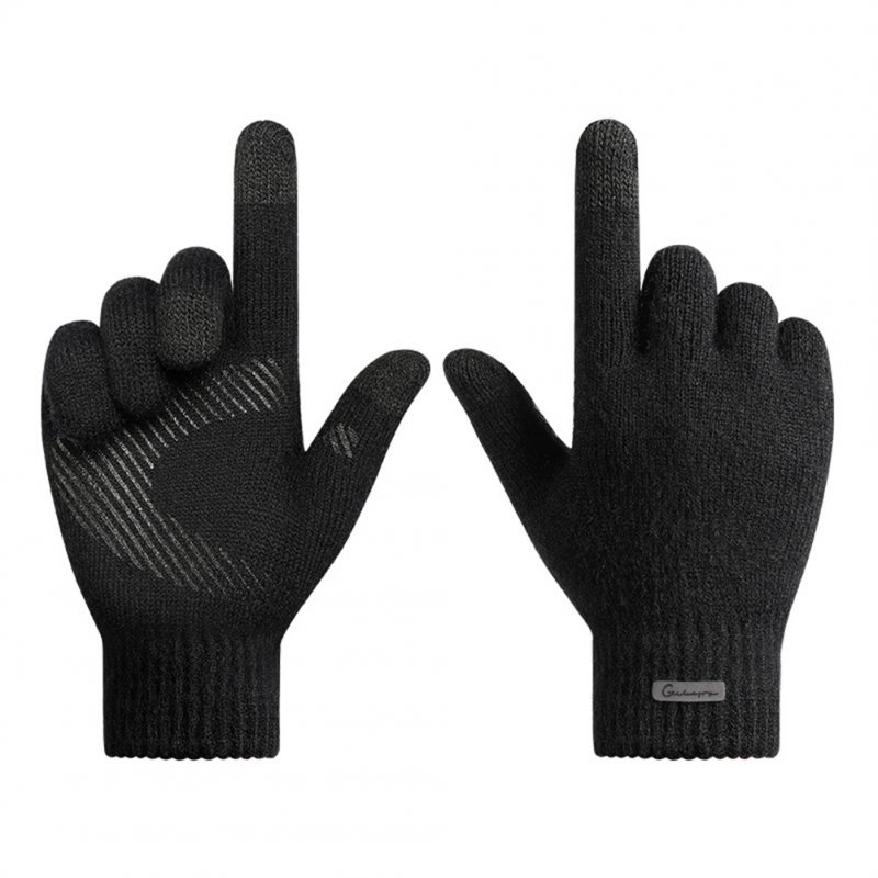 1 Pair Of Thick Winter Warm  Gloves Touch Screen Non-slip Gloves For Outdoor Hiking Cycling Rice coffee_L