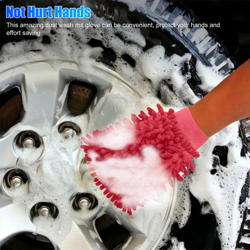 4 Pack Car Wash Mitt Microfiber Chenille Premium Scratch-Free Detailing Cleaning Rag Dual Sided Wash Mitts as shown