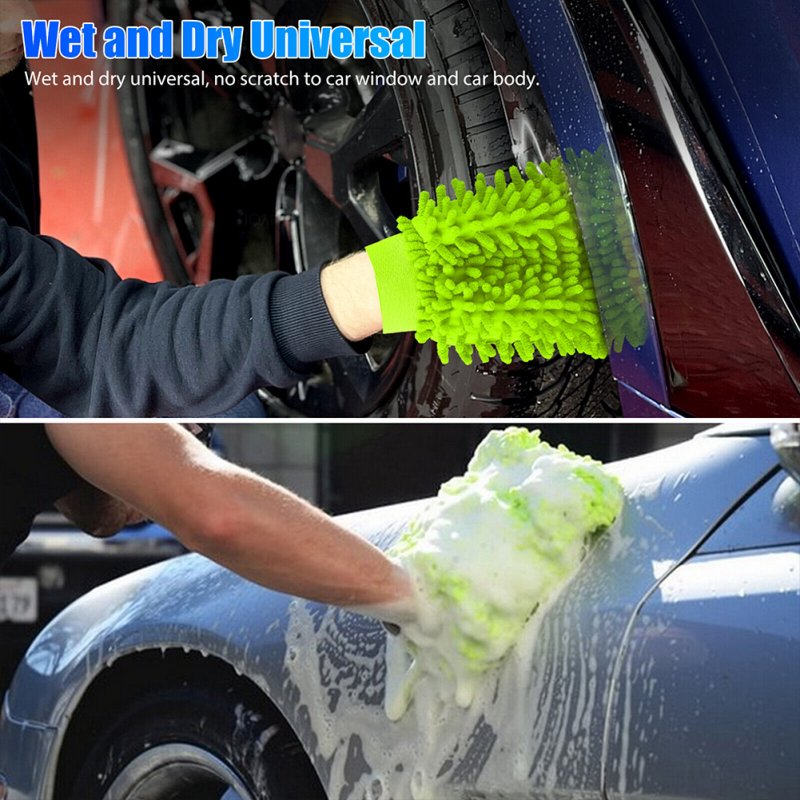 4 Pack Car Wash Mitt Microfiber Chenille Premium Scratch-Free Detailing Cleaning Rag Dual Sided Wash Mitts as shown