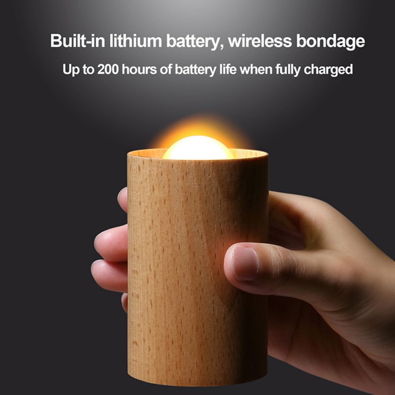 Wooden Candle Light Usb Rechargeable Air Blowing Candle Lamp Led Night Light for Home Bedroom Decoration 