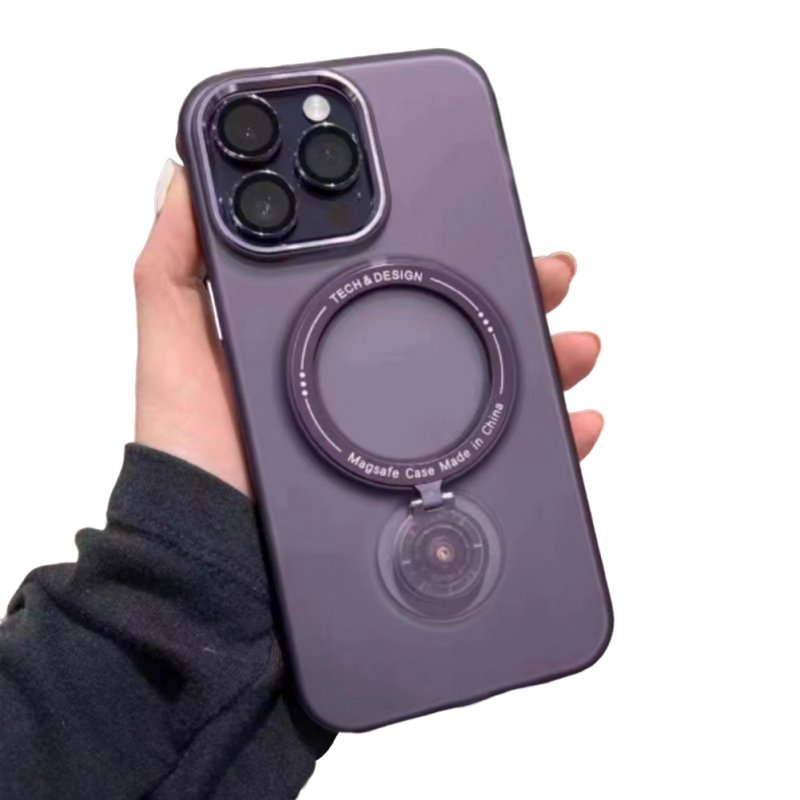 Mobile Phone Case With 360-degree Magnetic Bracket Soft Protective Cover Compatible For Iphone 14promax/14pro/14/13 360 Magnetic Bracket Shell Dark Purple Apple 14/13