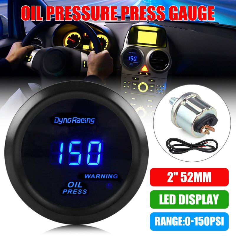 2inch 52mm LED Oil Pressure Gauge Digital Display Instrument with Sensor Meter Automobile Modified Parts 