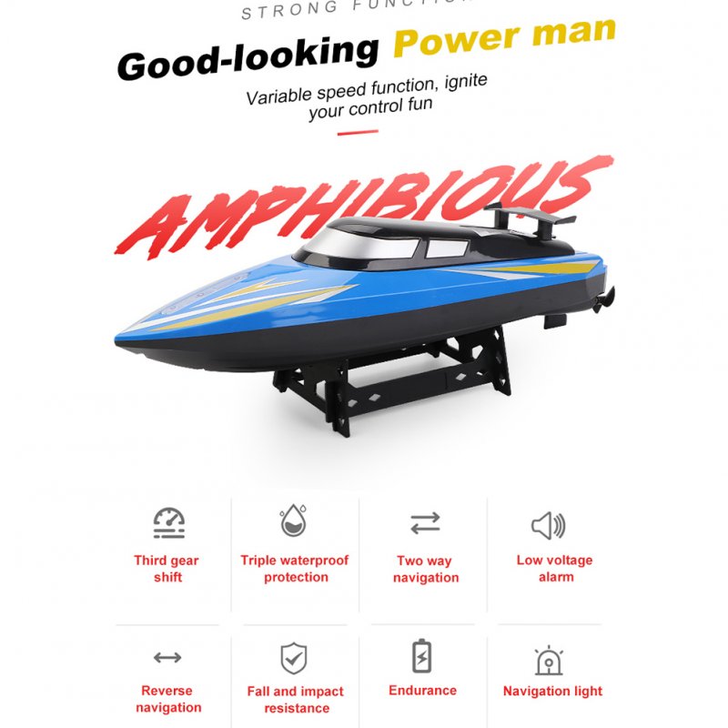 2.4g Remote Control Boat Children Long Battery Life High-speed Speedboat with Light 