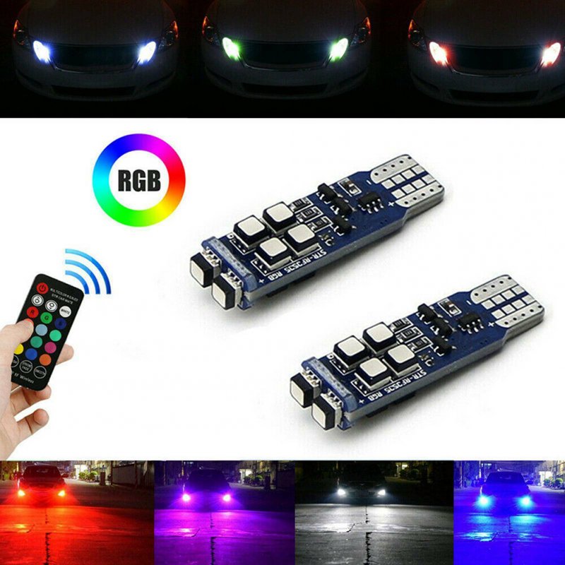 RGB T10 W5W Led Bulbs Multi-color 360-degree Lighting Interior Exterior Strobe Lights