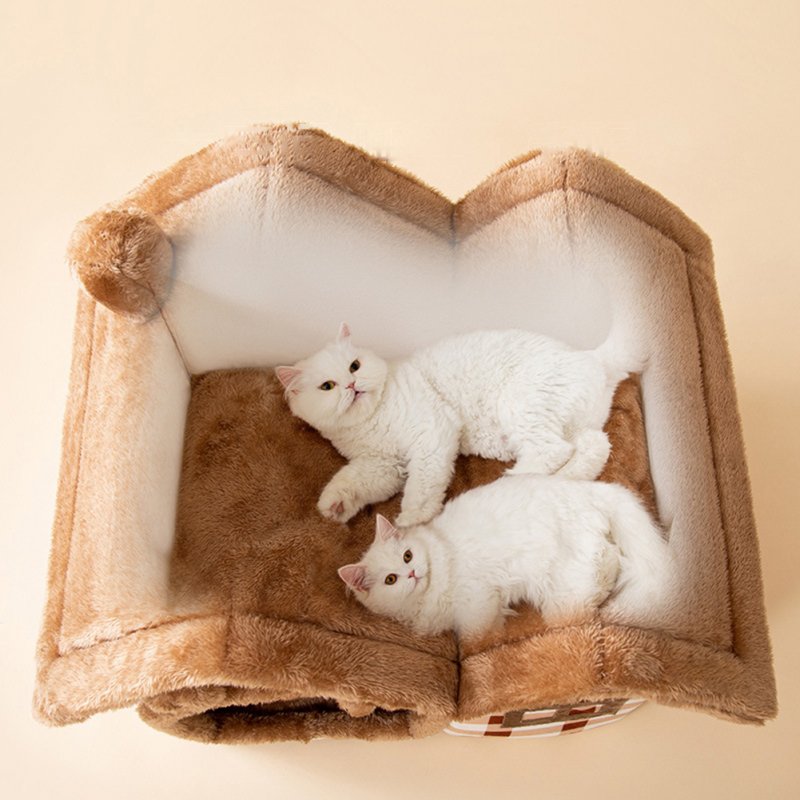 Cat Bed Sleep House Double Roof Warm Cave Dog Kennel Detachable Washable Pet Nest For Puppy Kittens Pet Supplies S As shown