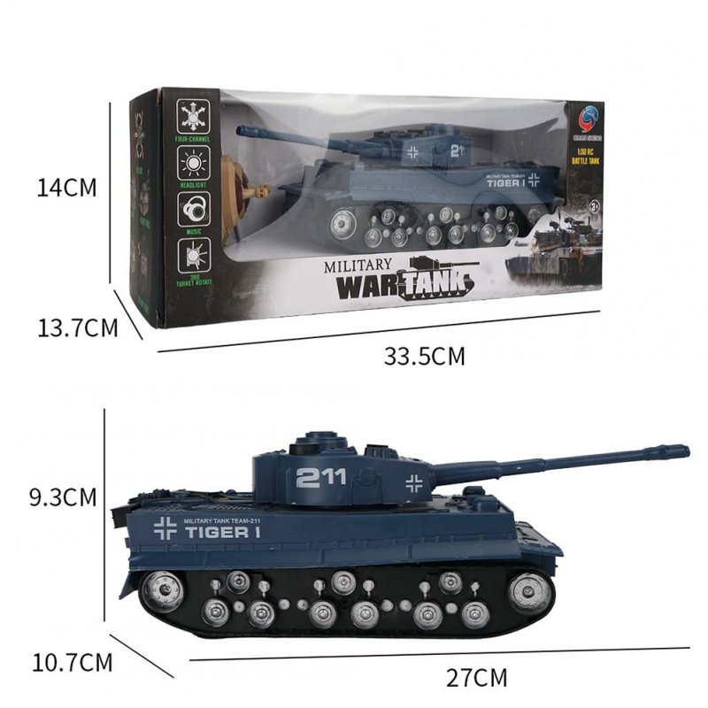 Kids Remote Control Crawler Tank With Light Music 1:32 Full Scale 4-channel Outdoor Off-road Electric Car Toys 