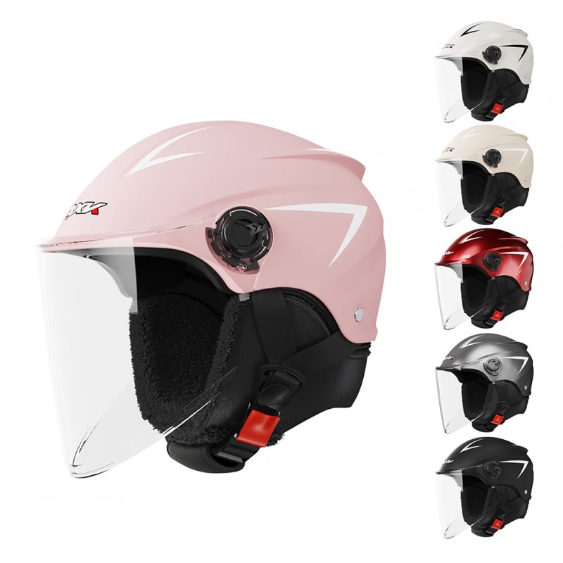 Motorcycle Open Face Helmet Quick Release Buckle Ventilated Helmet With Detachable Scarf For Men Women 