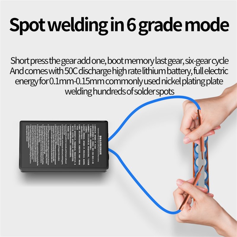 Spot Welder 6-level Adjustable Small Hand-held Spots Welding Machine Diy Tool for 0.1-0.15mm Nickel Plated Sheet Black