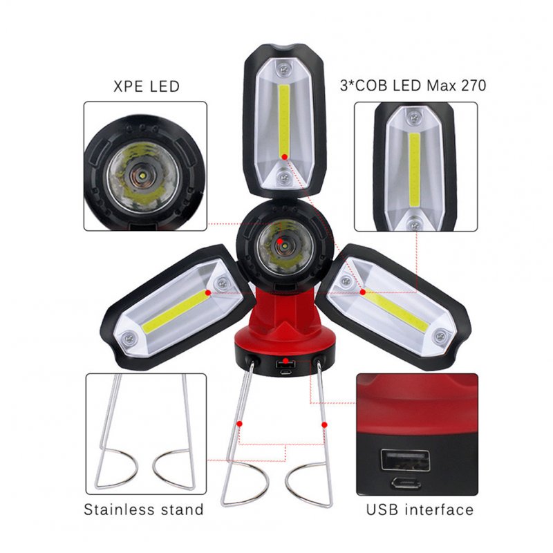 Outdoor Led Camping Light 6 Modes USB Rechargeable Portable Long-lasting Emergency Light Camping Lantern Yellow 