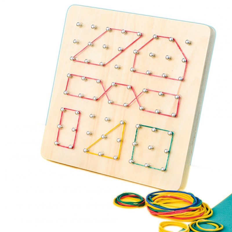 79pcs/88pcs Wooden Geoboard With Rubber Bands Math Pattern Blocks Geo Board With Pattern Cards Educational Toy For Kids Birthday Gifts 