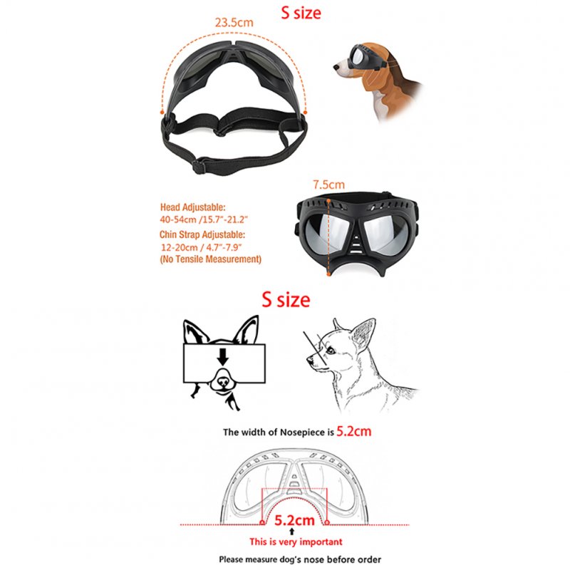 Pet Dog Sun Glasses Goggles Waterproof Snowproof UV Protective Sunglasses Eye Wear Large Black