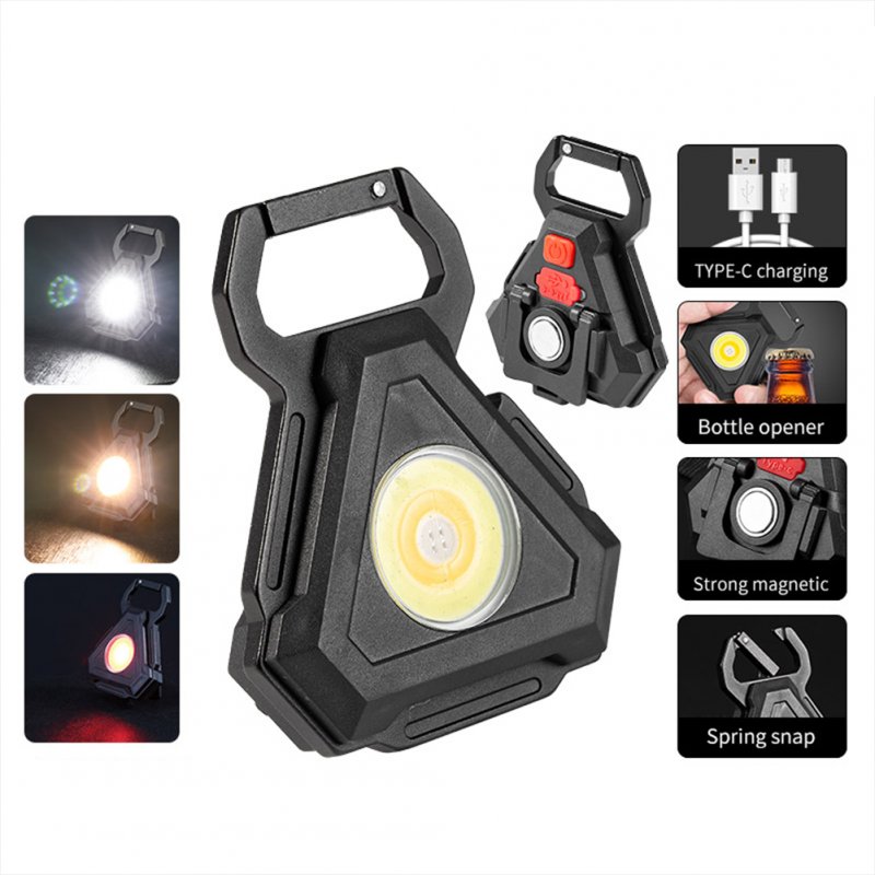 Mini Led Flashlight 7 Modes Portable Ultra-light Usb Rechargeable Keychain Work Light Strong Magnet W5128 with Bracket