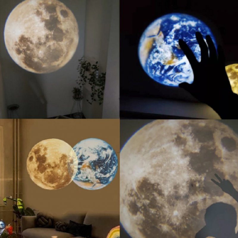 Earth Moon Lamp Projector Night Light Creative Earth Planet Bedroom Table Lamp for Moon Fantasy Lovers Couples Kids