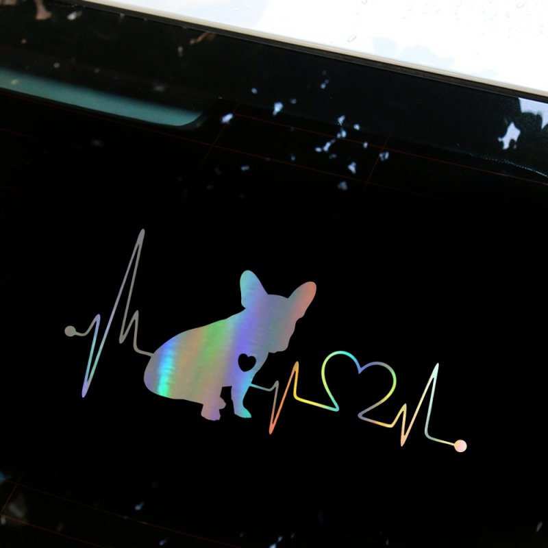 Decal French Bulldog Heartbeat 3D Vinyl Car Window Bumper Sticker  