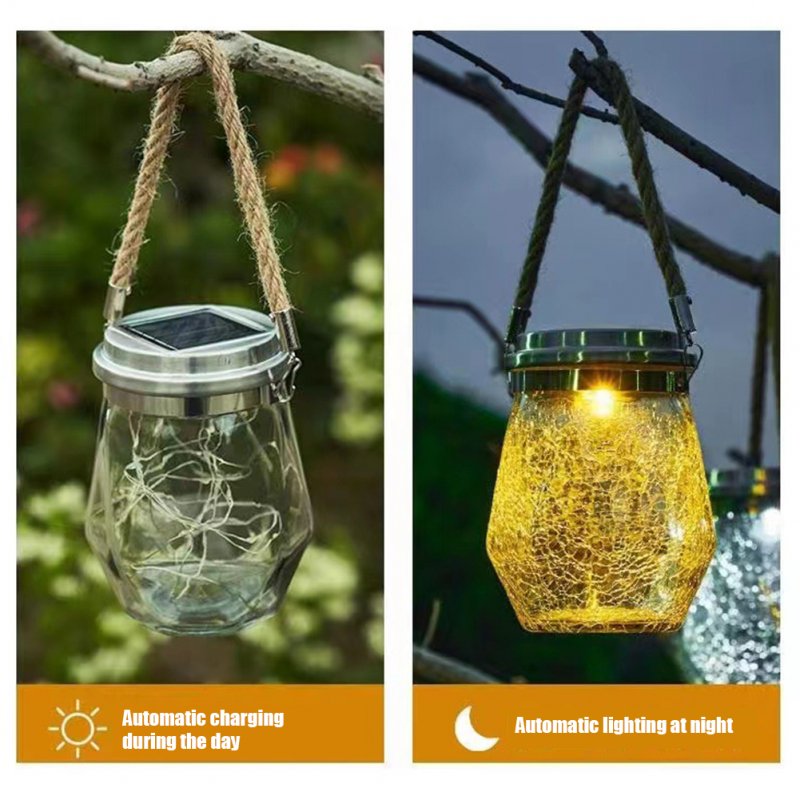 Solar Crack Lamp Auto On/off Outdoor Hanging Lantern Lights for Yard Lawn Holiday Lighting Decoration 