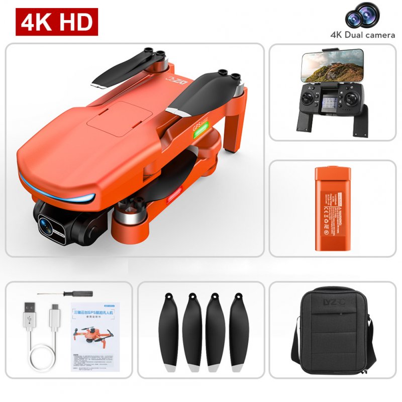 L800 Pro2 Drone 4k Gps Fpv Dual HD Drones without 360 Obstacle Avoidance 5g Wifi Rc Quadcopter A Orange 3 Batteries
