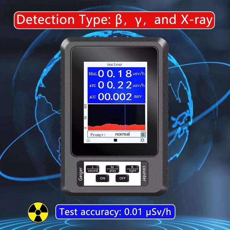 Xr1 Br-9b Geiger Counter Nuclear Radiation Detector Portable Handheld High Accuracy Radiation Dosimeter Black