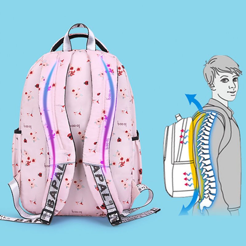 Girls Backpacks for School Student Casual Large Capacity Bookbags Lightweight Printed Travel Bag Black