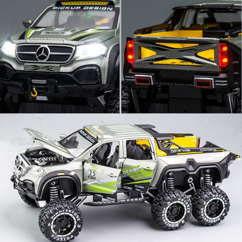 6X6 Alloy Pull Back Car Model Toys Simulation Off-road Vehicle Ornaments Children Car Toys 