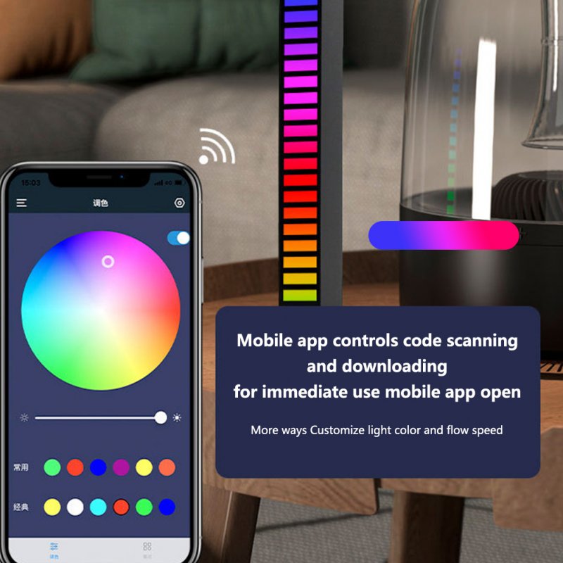 Led RGB Music Sound Light Bar App Control Bluetooth-compatible Adjustable Brightness Music Rhythm Night Lights