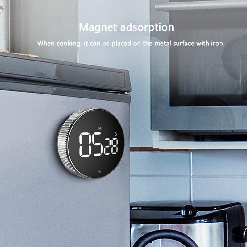 Led Silent Timer Kitchen Magnetic Round 180 Degree Adjustable Volume for Setting A Ringtone Rem