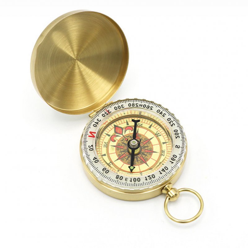 G50 Compass Pure Copper Pocket Watch Multifunctional Covered Luminous Retro Flip Cover Compass For Outdoor Hiking 