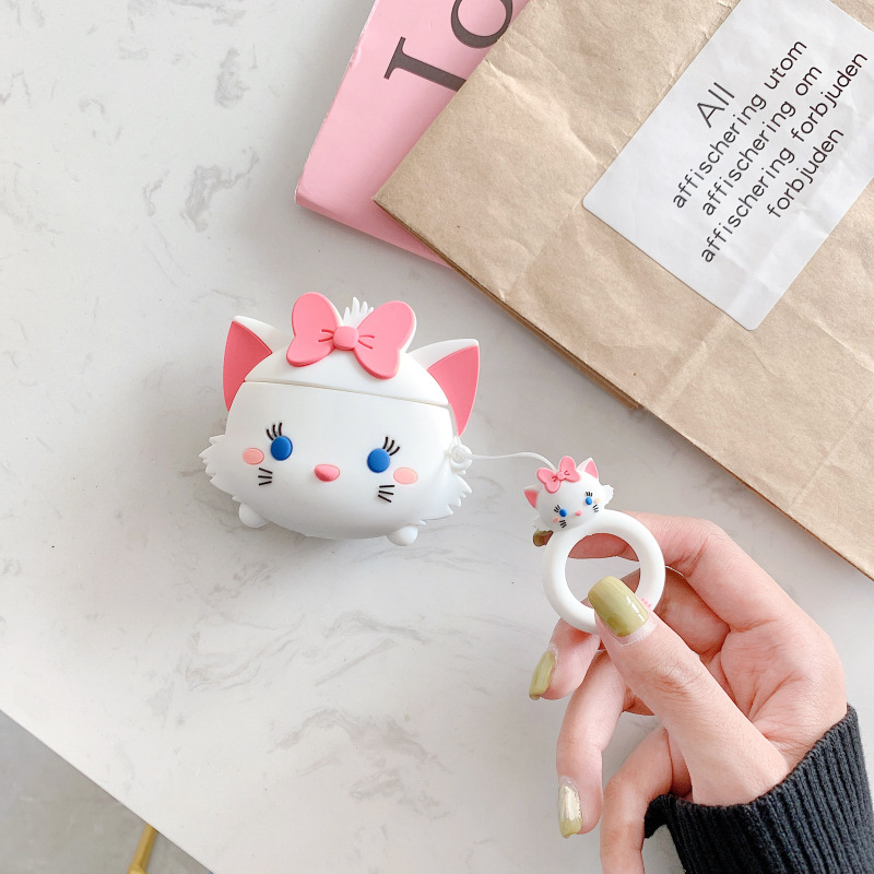 Protective Cover Case For Airpods1/2 Earphones Pigs Cats Pattern Earphones Case White cat