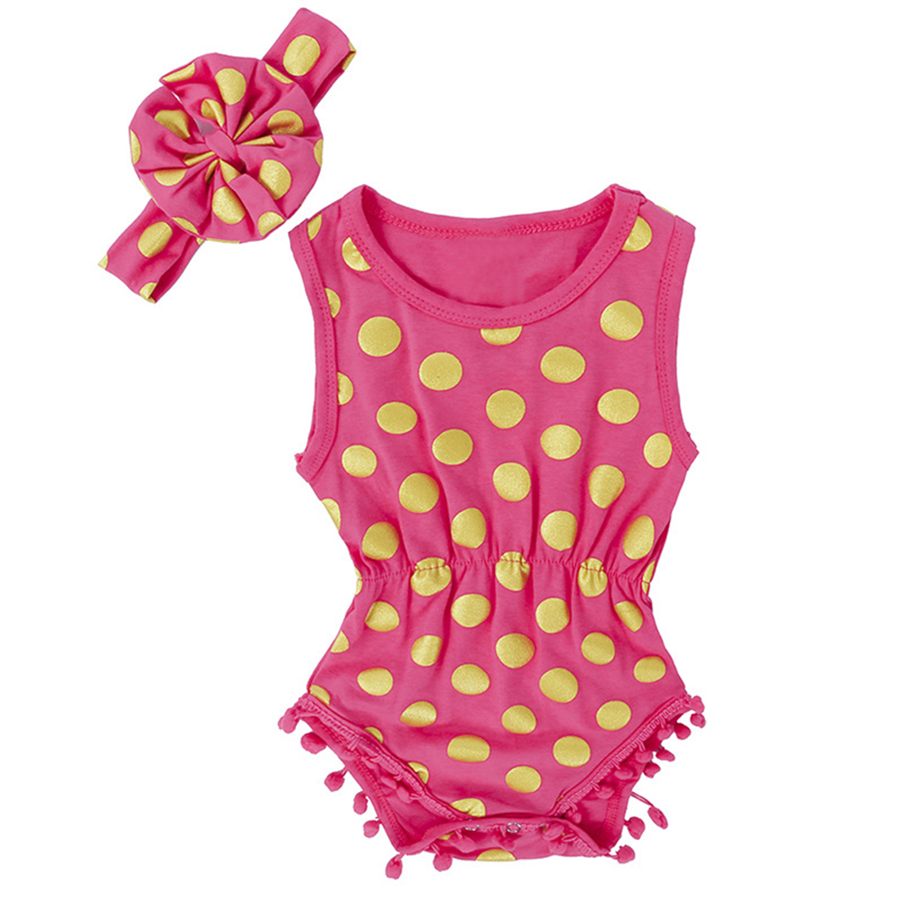 Wholesale Baby Girl Kid Sleeveless Romper Cotton Fabric Polka Dot Jumpsuit Outfit From China