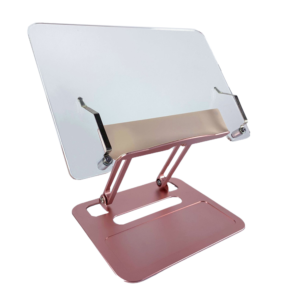 Book Stand For Reading Height Adjustable Book Holder Hands Free Folding Reading Stand Aluminium Alloy Base For Displaying Cookbook Sheet Music Laptop gold (acrylic aluminum base)