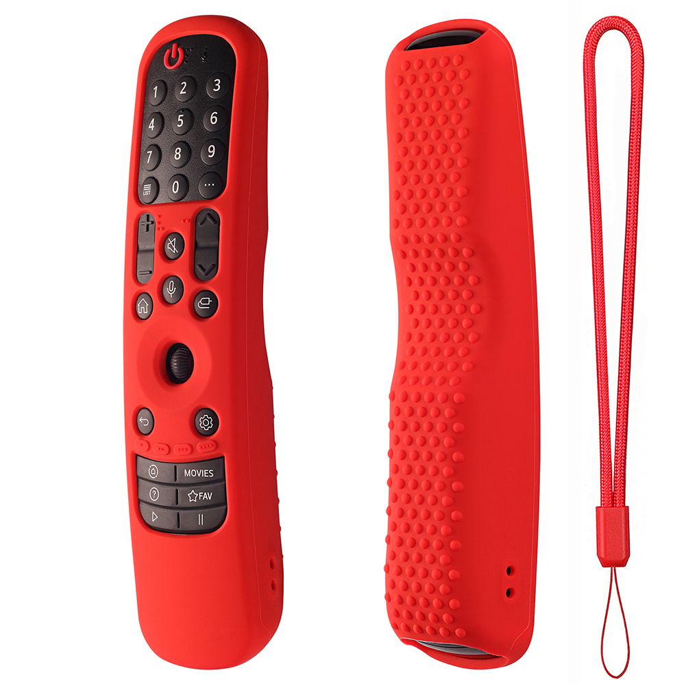 Smart Tv Remote Control Protective Cover Shock Resistant Silicone Case Compatible For 2021 Lg Mr21ga Lg Mr 21gc red suit