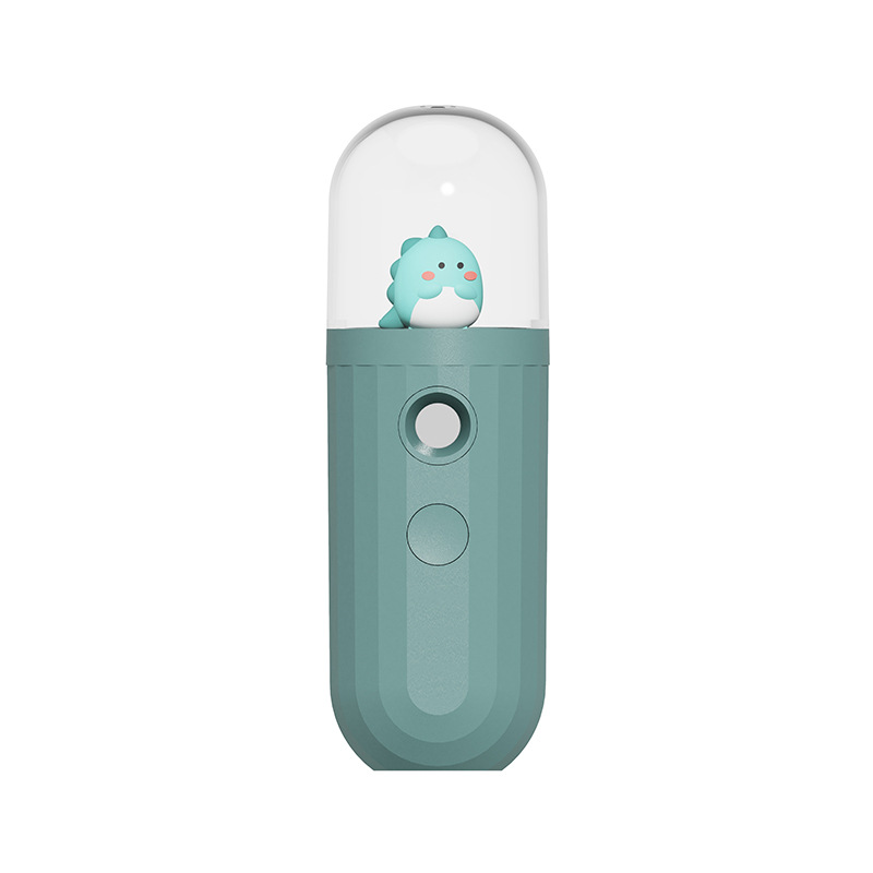USB Rechargable Air Humidifier Handheld Portable Steamed Face Mist Spray for Home Little dinosaur (green)
