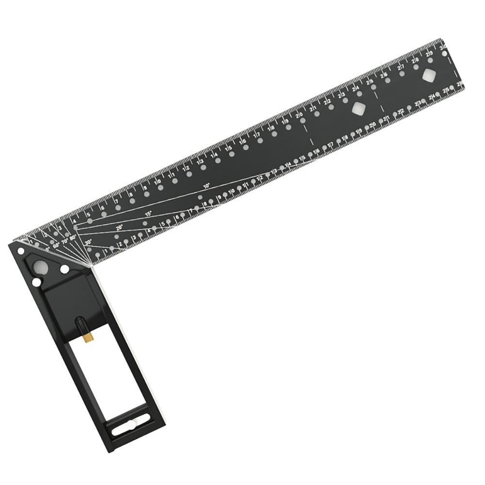 Multi-Angle Measuring Ruler Tool, Carbon Steel High-precision 90 Degree Right Angle Corner Measuring Ruler, Anti-falling Device, For Engineer Carpenter Square ruler 30cm
