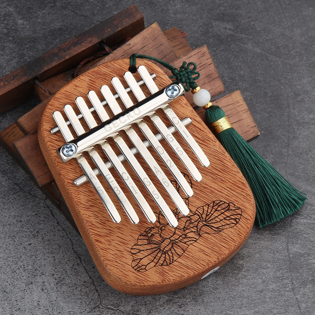 GECKO 8 Keys Finger Kalimba Thumb Piano Portable Beginners Keyboard Marimba Wood Musical Instrument  Peach core [K-8CM]