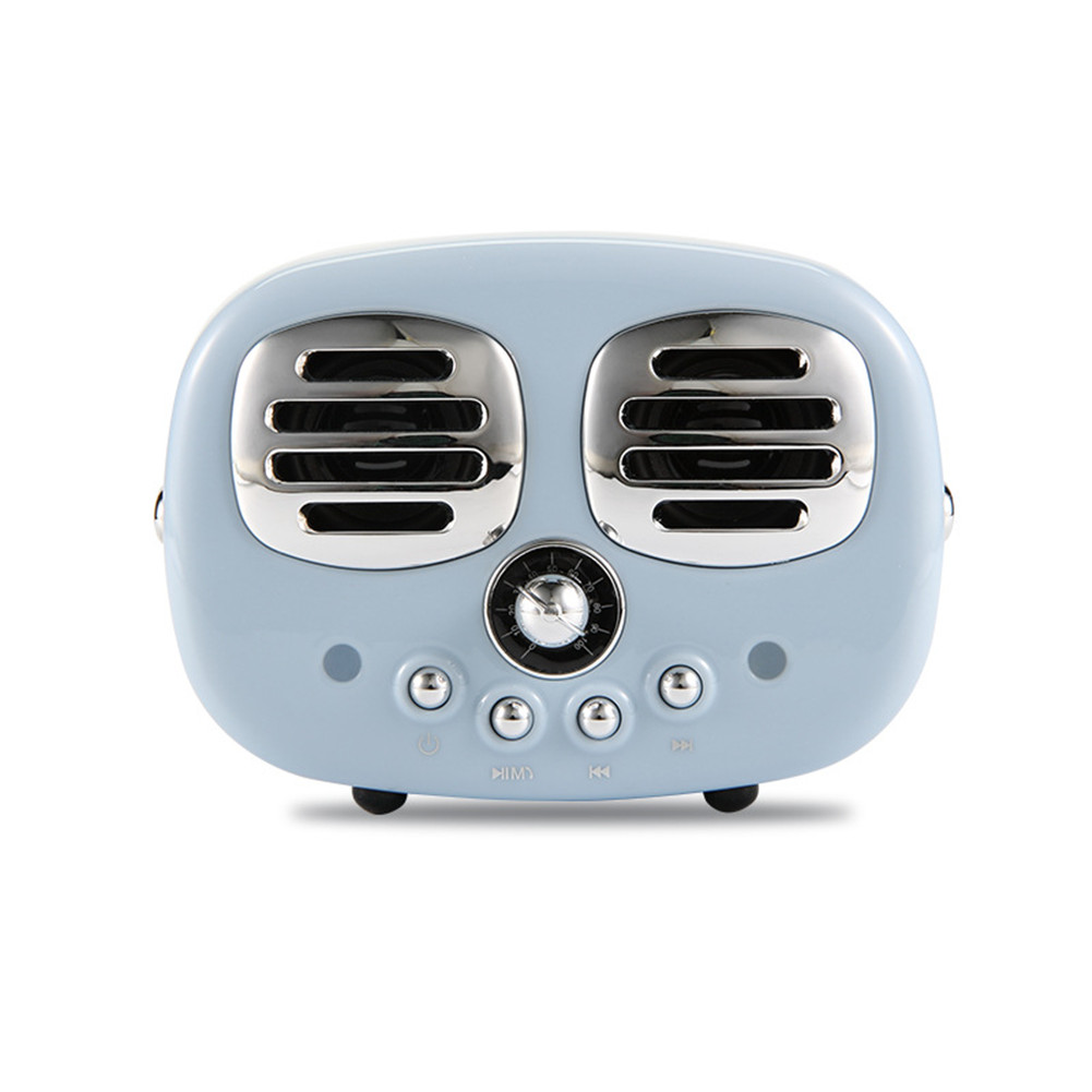Retro Bluetooth Wireless USB TF Card Dual Speaker Small Speaker Box blue