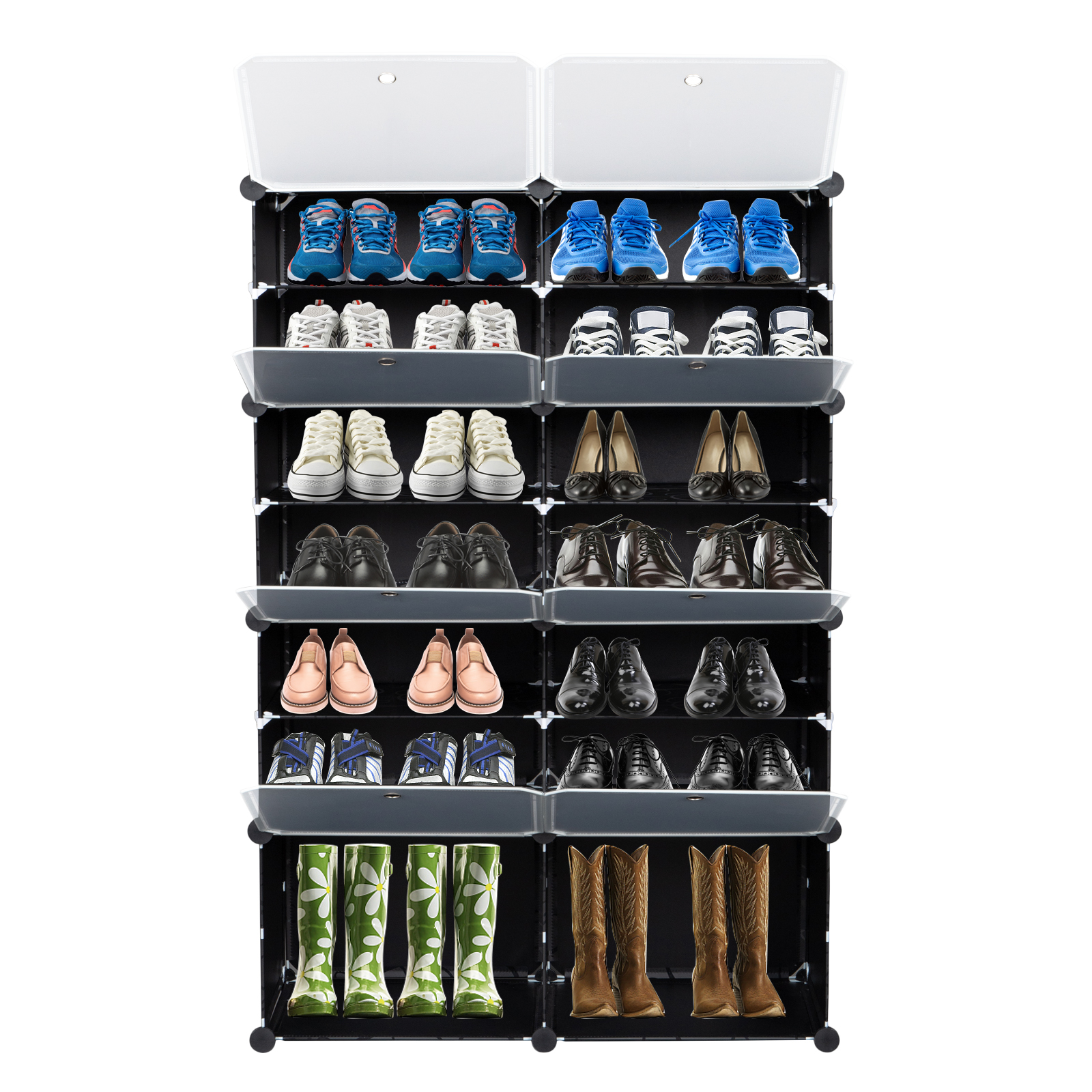 US 7-tier 14 Grids Shoe Rack Organizer Portable Tower Shelf Storage Cabinet