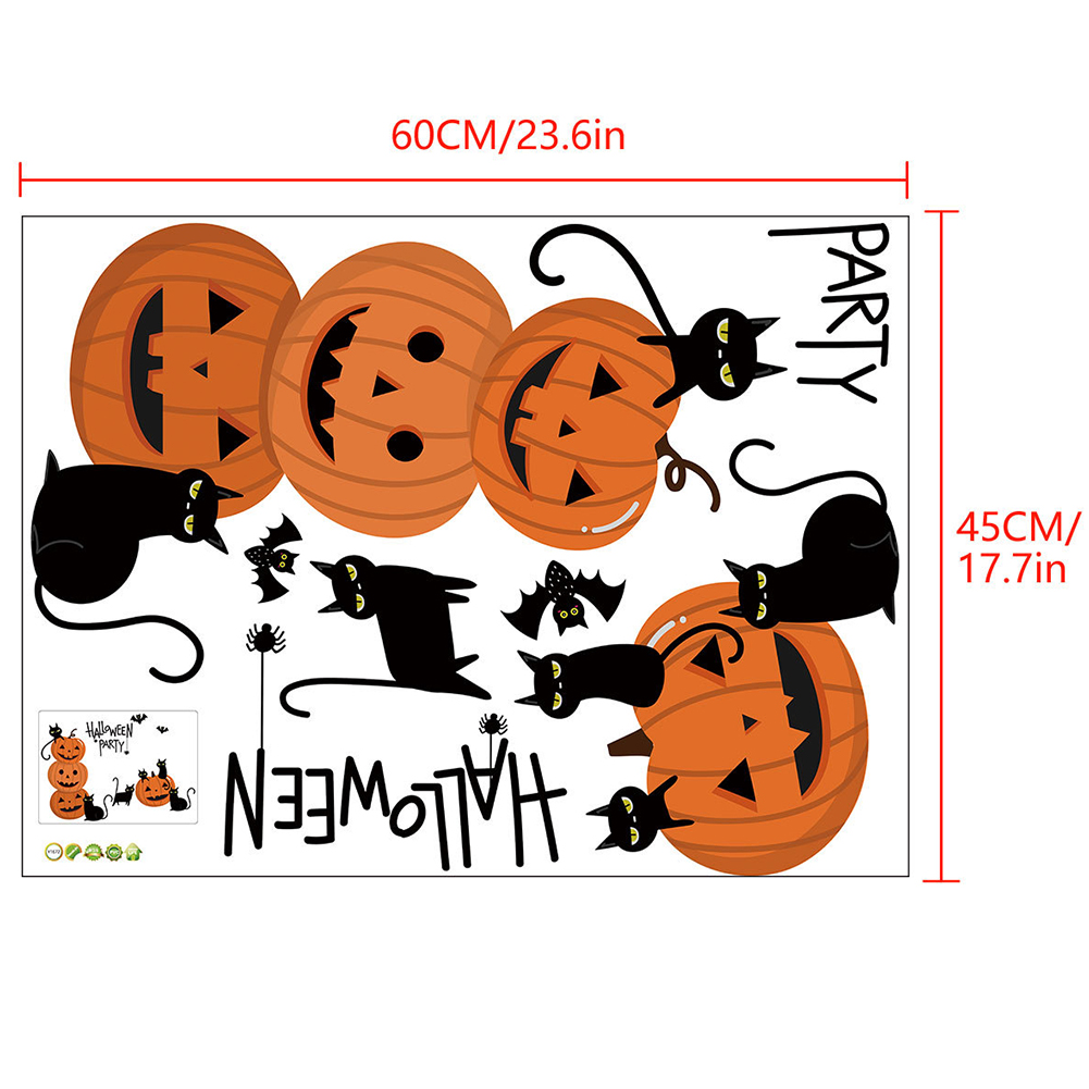 1 Set 45*60cm Bat Pumpkin Halloween Wall Srickers for Living Room Bedroom Decoration 45*60cm