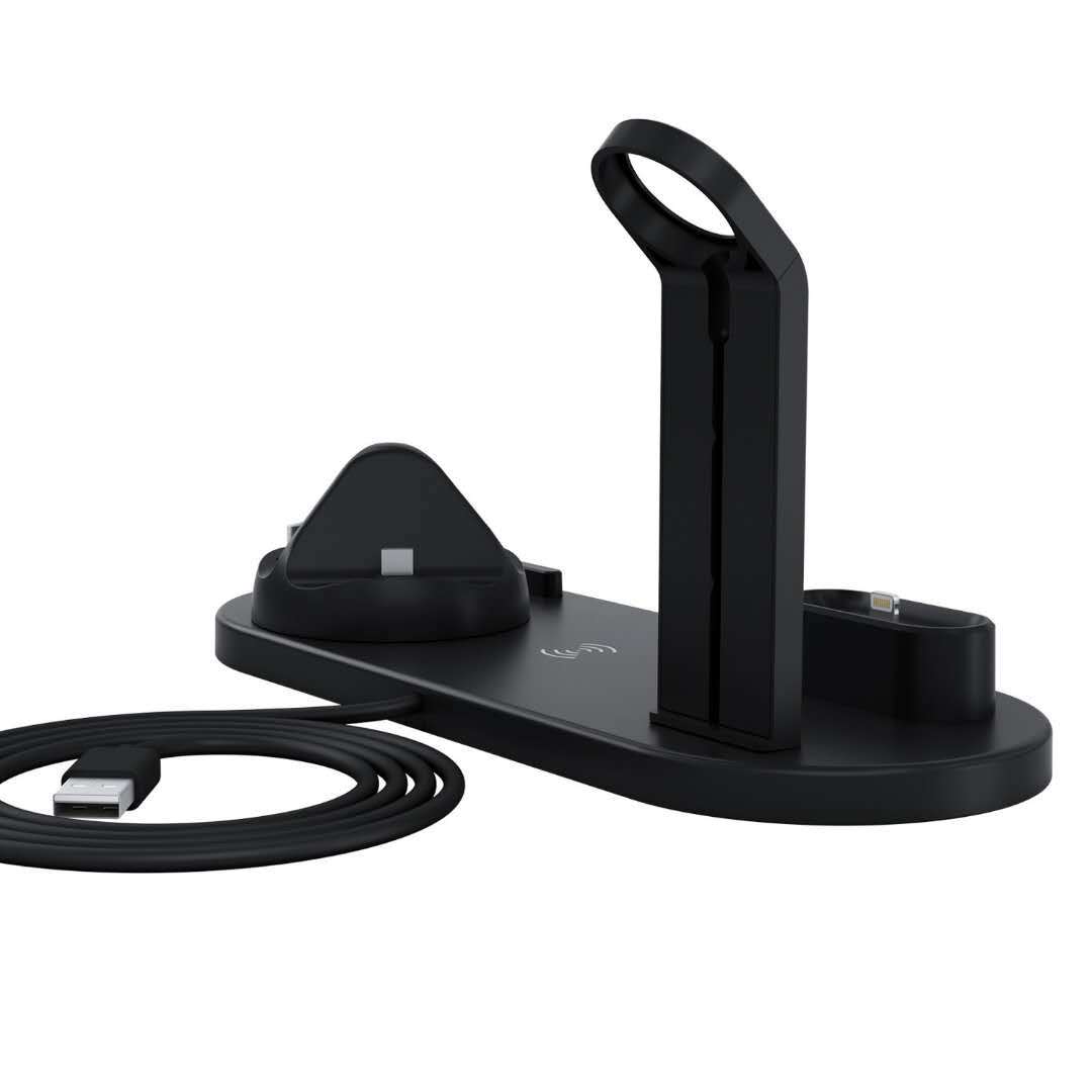 3 in1 Rotatable Wireless Charger Stand for iPhone Airpods Multi Function Charging Stand  black