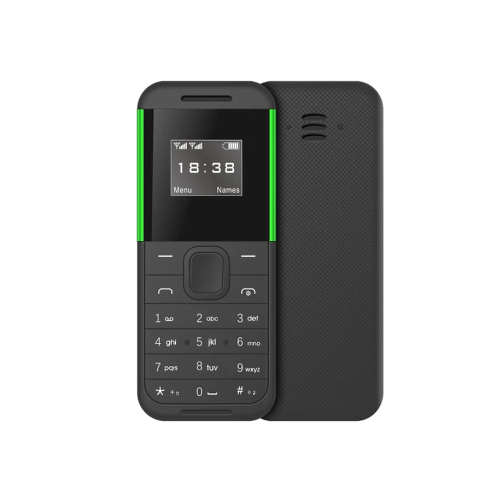 0.66 Inch BM222 Mini Mobile Phone MTK6261D CPU with Blacklist Function Dual SIM Unlock Cell Phone Black Green