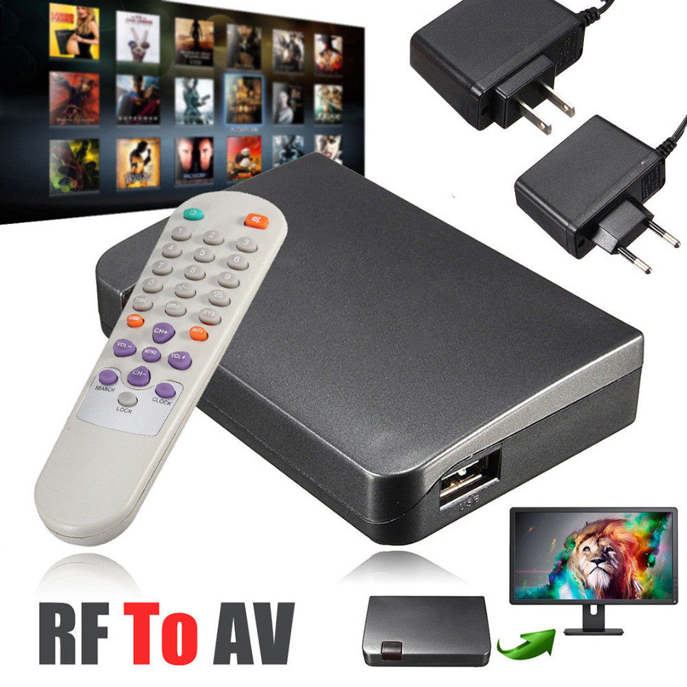 RF to AV Analog TV Receiver Converter Modulator Power Adapter USB with Video EU plug