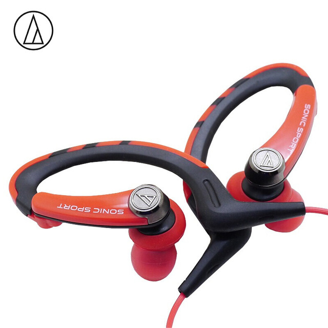 Original Audio Technica ATH-SPORT1iS In-ear Wired Sport Earphone With Wire Control With IPX5 Waterproof For IOS Android Smartphone Red