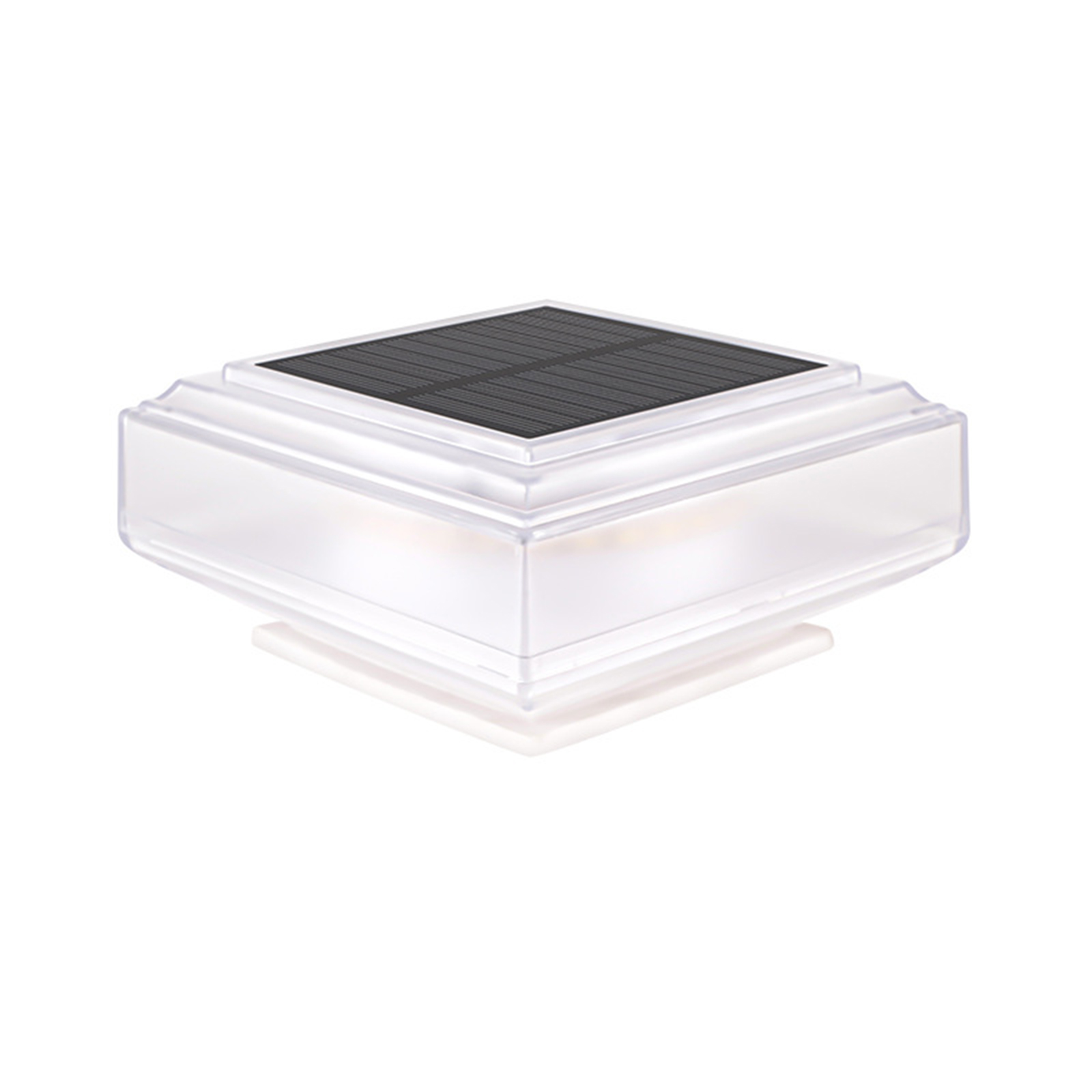 Solar Post Lights With 2 Light Modes Clear Lampshade IP65 Waterproof Solar Deck Fence Cap Light Warm Light Outdoor Square Street Lamp For Garden Patio Square transparent pillar lamp