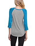 Imixcity Women Contrast Color Stitching 3/4 Sleeve T Shirt Blouse Tops