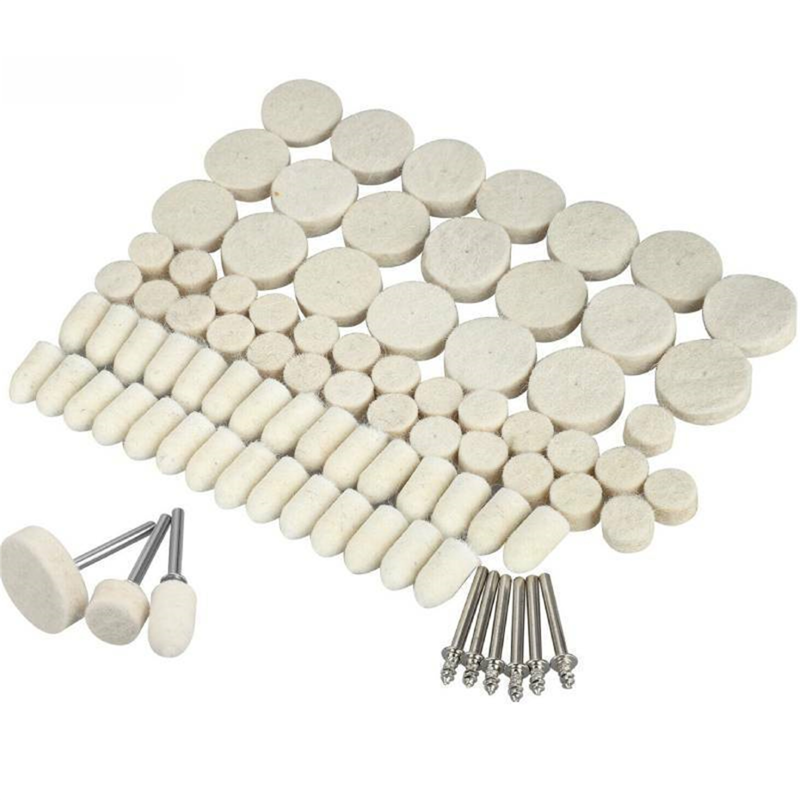 88Pcs Felt Polishing Buffing Wheel Set For Electric Polishing Machine, Wool Felt Polishing Tips Wheel With 1/8
