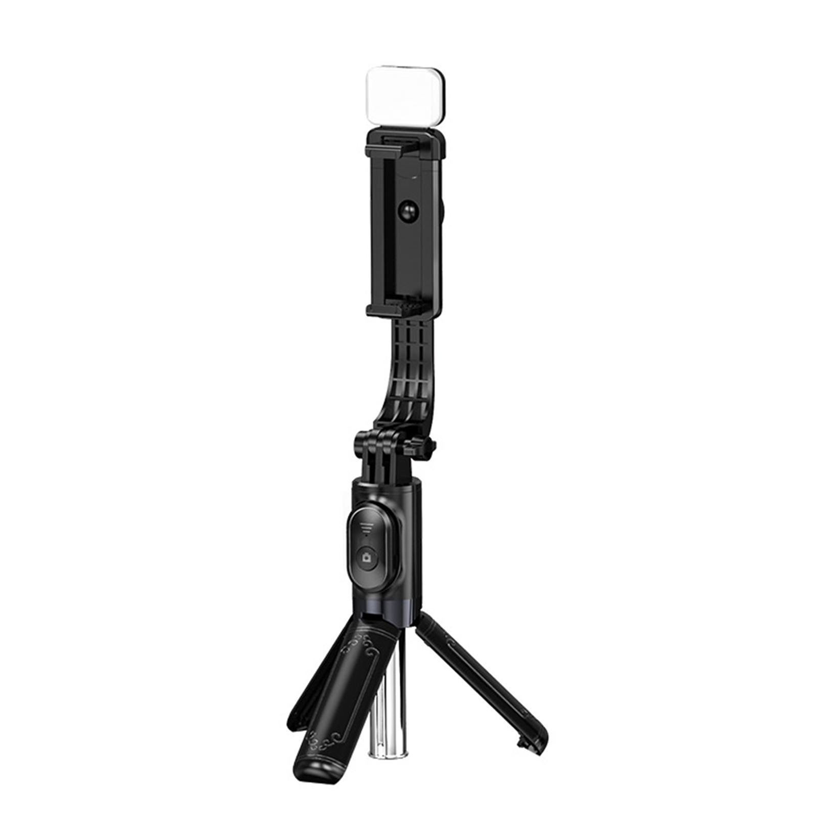 Z10 Mini Mobile Phone Selfie Stick With Bluetooth Remote Control Integrated Telescopic Portable Tripod + small fill light black