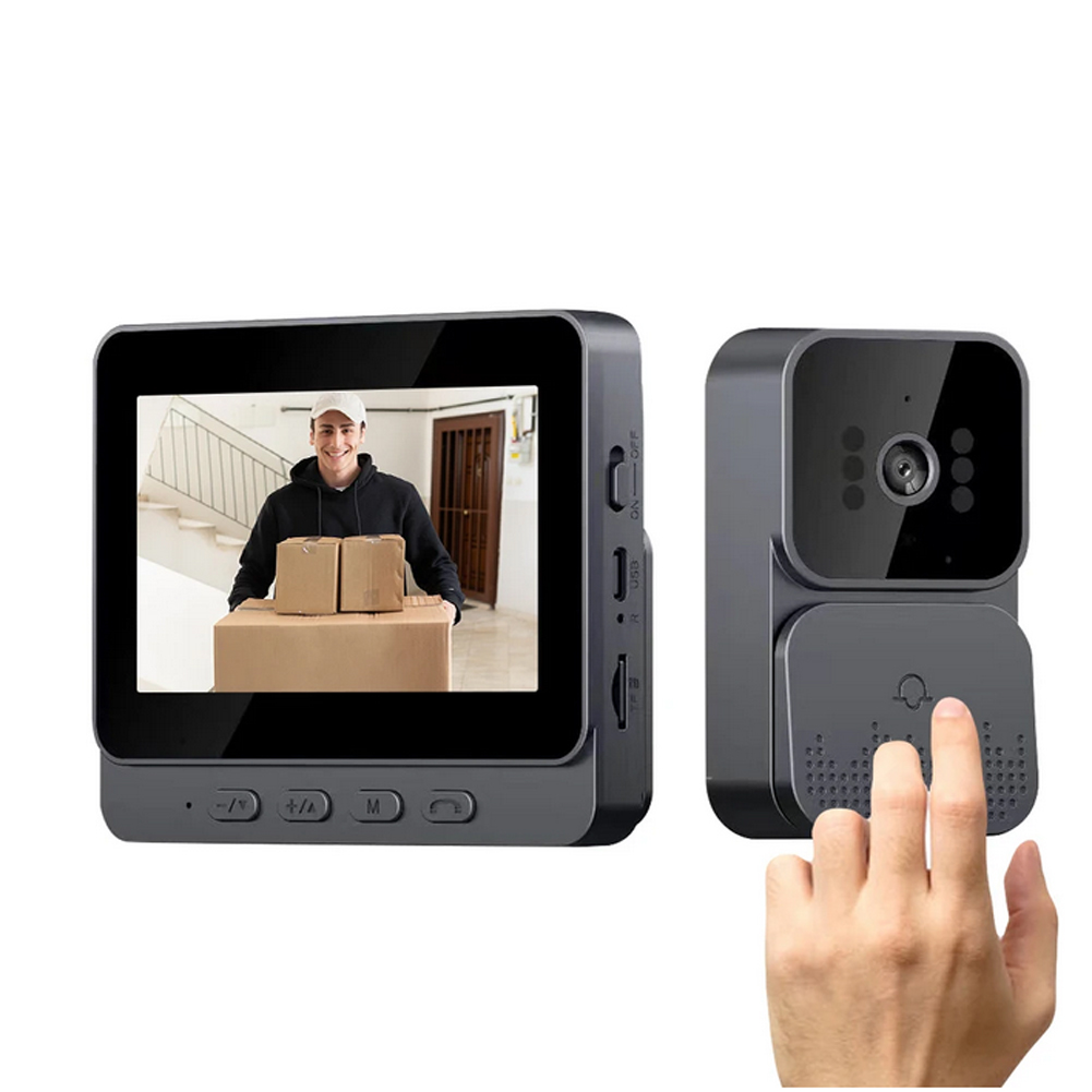 M10 Smart WiFi Doorbell Camera 2-Way Audio Video Door Bell With 4.3 Inch Screen 2.4G Wireless Doorbell HD Night Vision Camera black