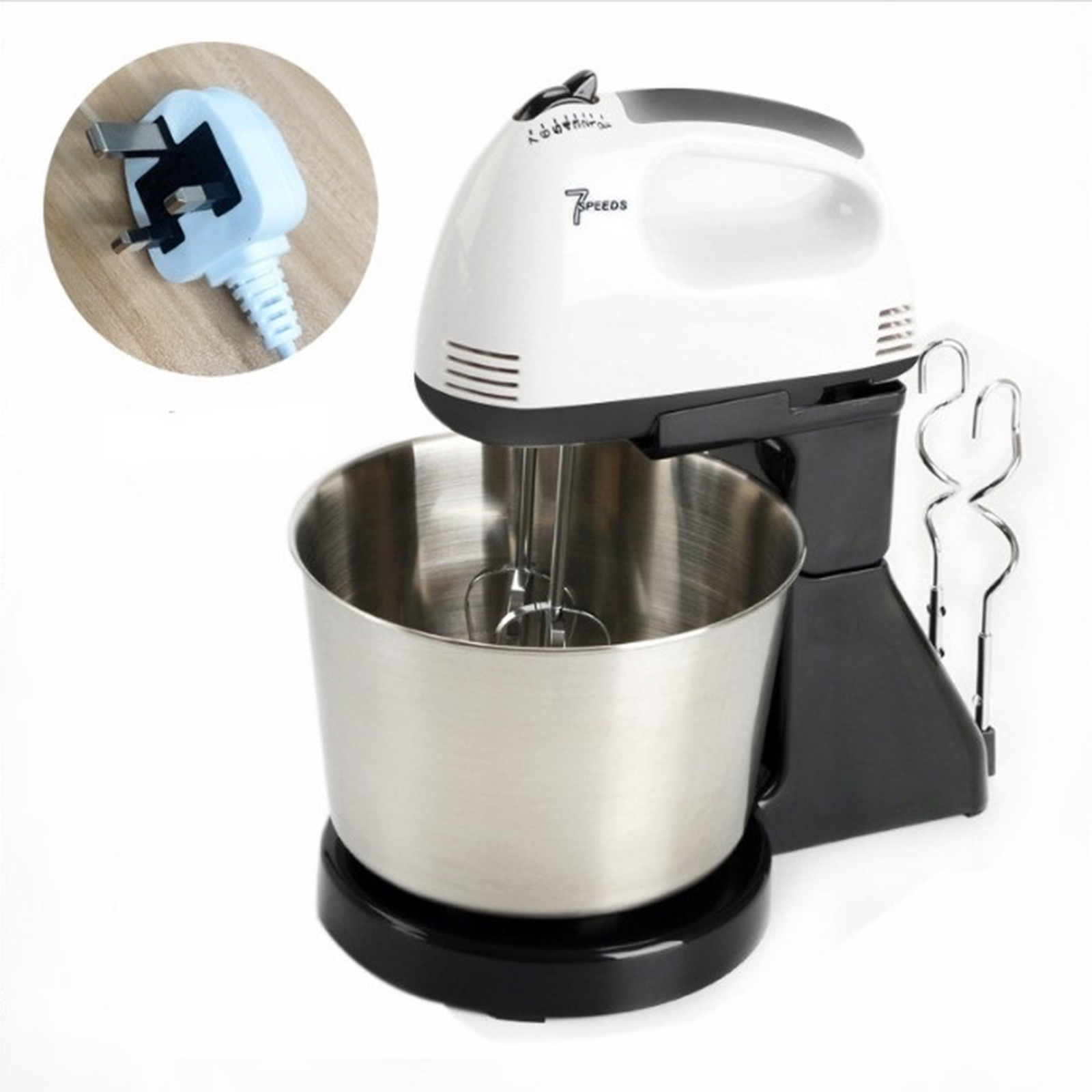 7-speed Automatic Mixer Household Hand-held Electric Food Mixers Kitchen Machine Egg Beater For Baking black/UK plug