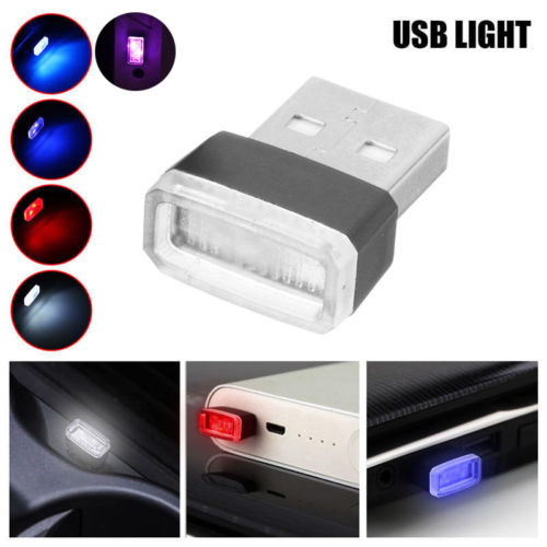 1pcs Universal Mini USB LED Wireless Car Interior Lighting Atmosphere Light Foot Lamp ice blue